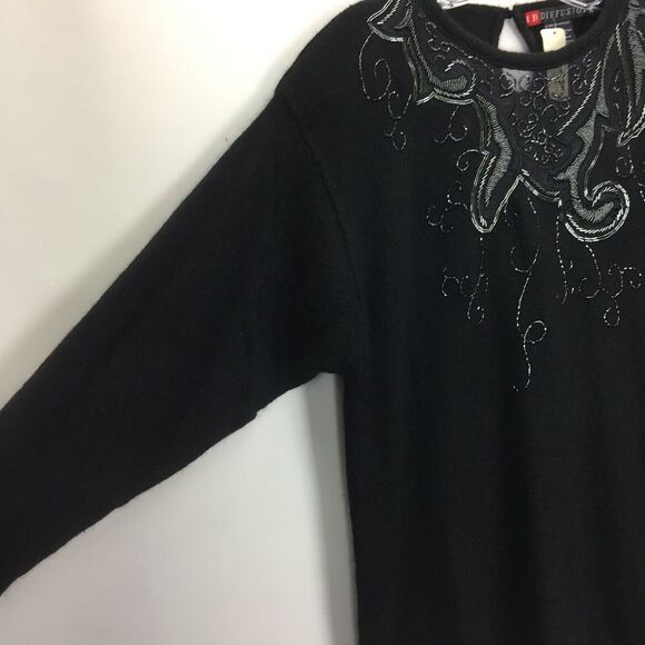 Vintage IB Diffusion 56% Silk Sweater Jumper Size 2X Beaded Shoulder Pads New - Picture 3 of 7
